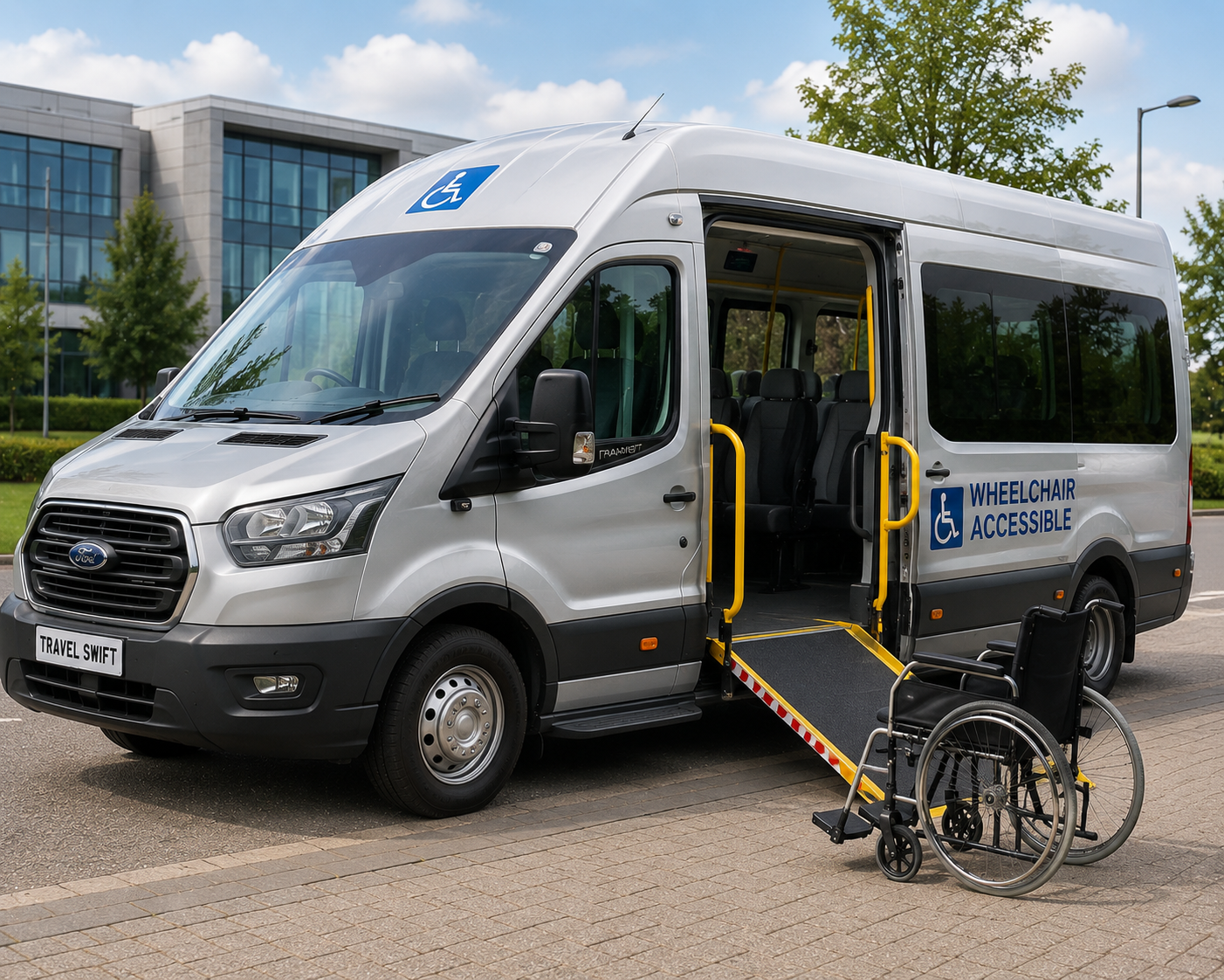 Wheelchair-accessible minibus representing accessible transport enquiries