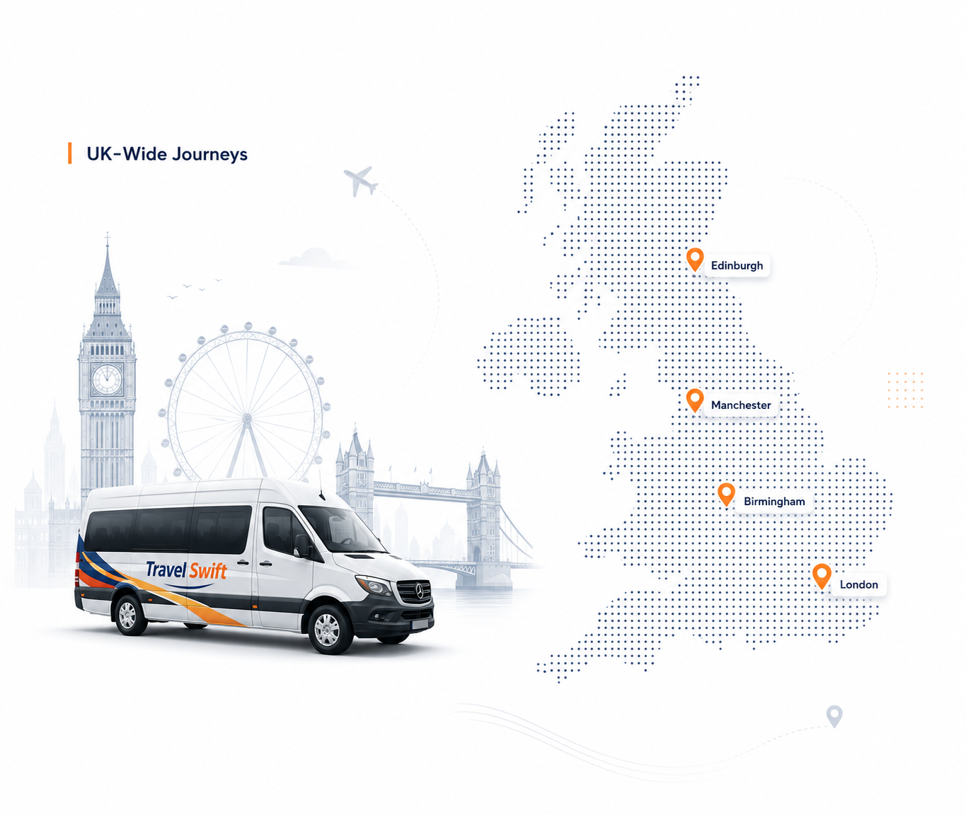 Map illustrating Travel Swift group transport coverage